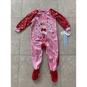 NEW Toddler Girls Elf on the Shelf Footed Christmas Pajamas PJs  Red Size 3T